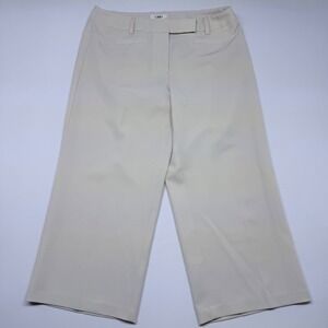 Cato Womens Cream Wide Leg Trouser Pants Size 8 Career Business Casual Off White